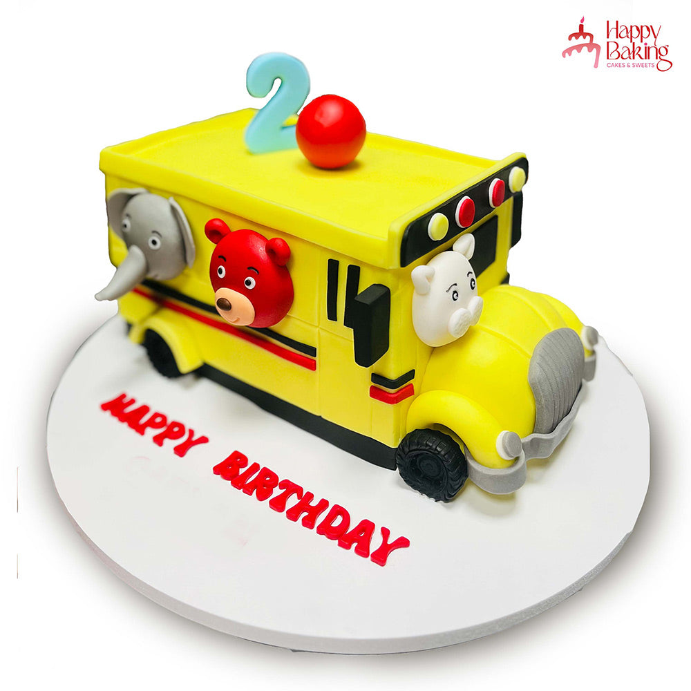 Animal School Trip Theme Cake