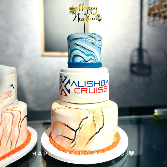 Blue Marble Tower Cake