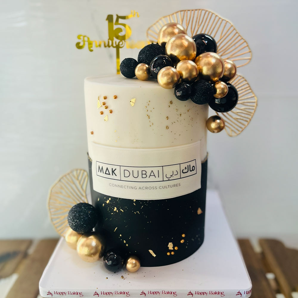 Gold & Black Theme - Anniversary Cake