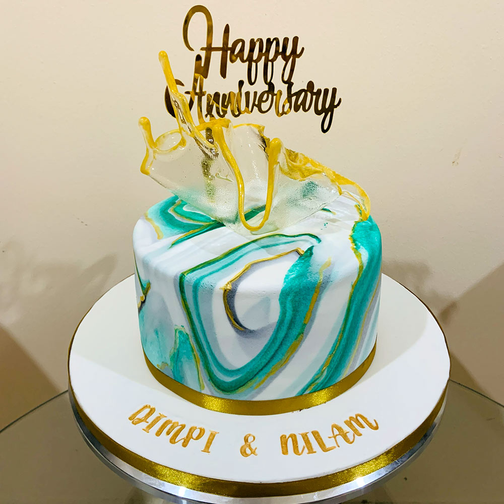 Marble Majesty (Gold & Green Marble Cake)
