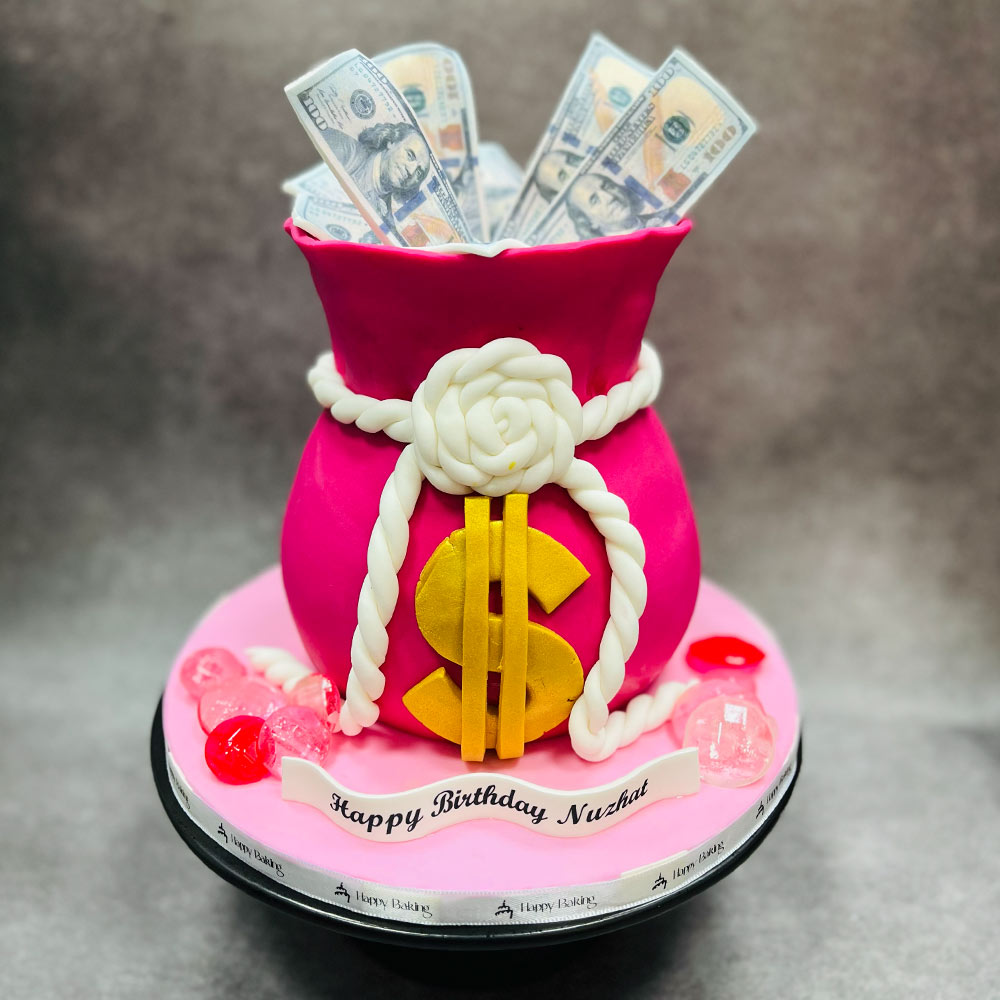 Pink Money $ Cake