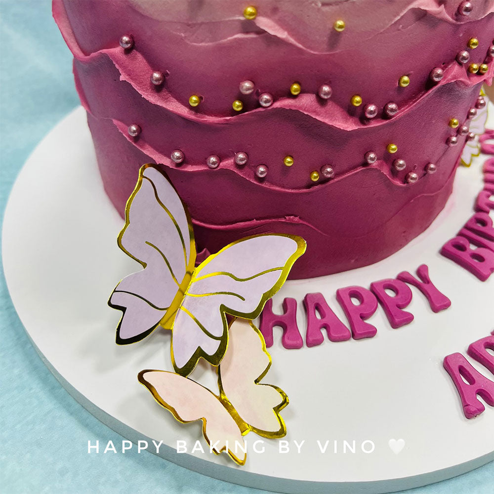 Pink Wave Butterfly Cake