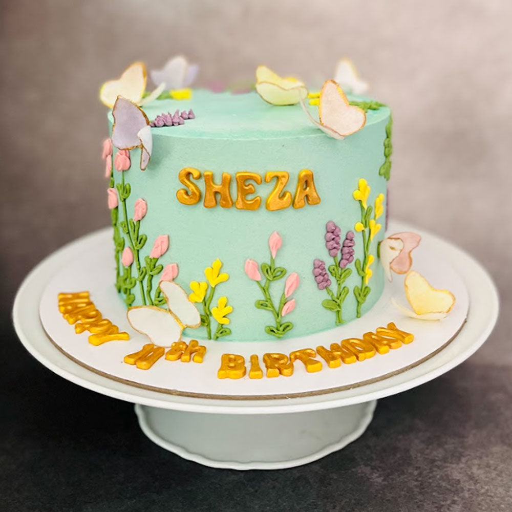 Simple Butterfly Garden Cake