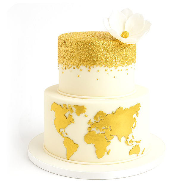 Elegant World Map Theme Cake