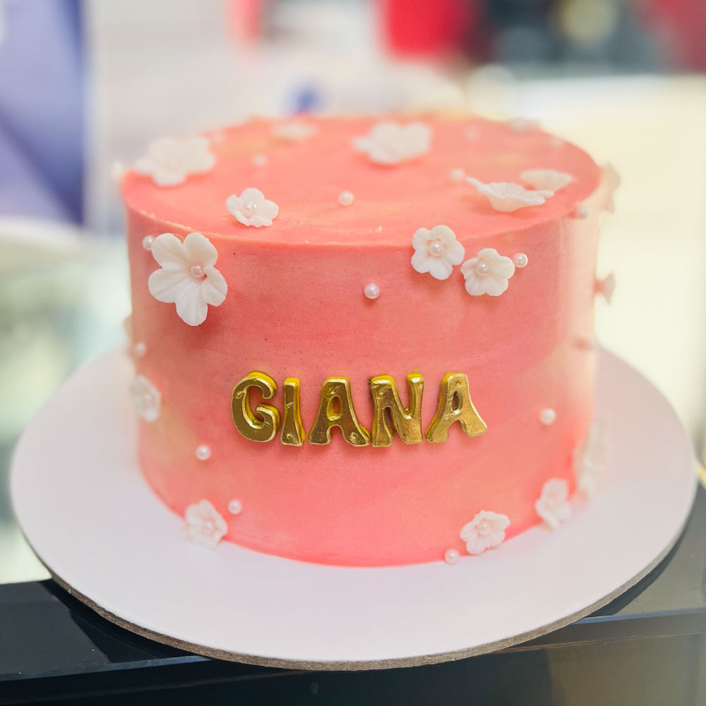 Pink Floral Love Cake