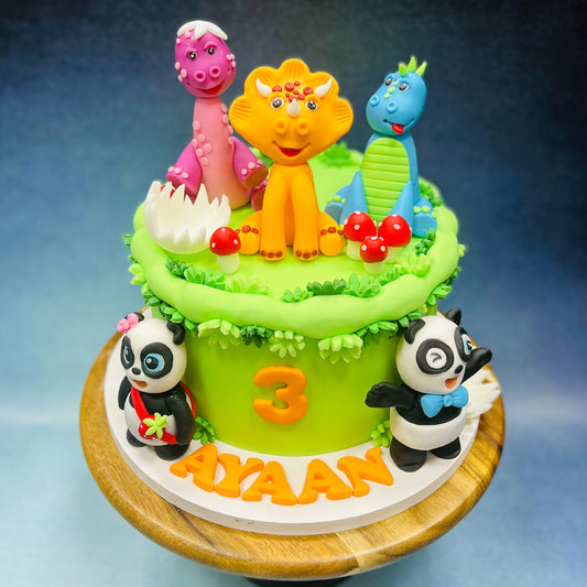 Baby Dino Panda Cake