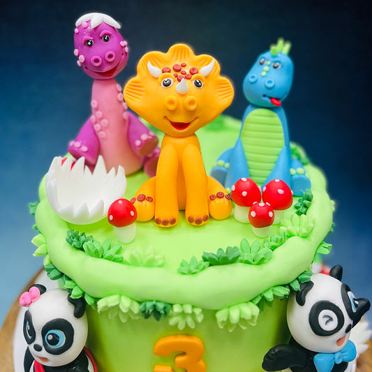 Baby Dino Panda Cake