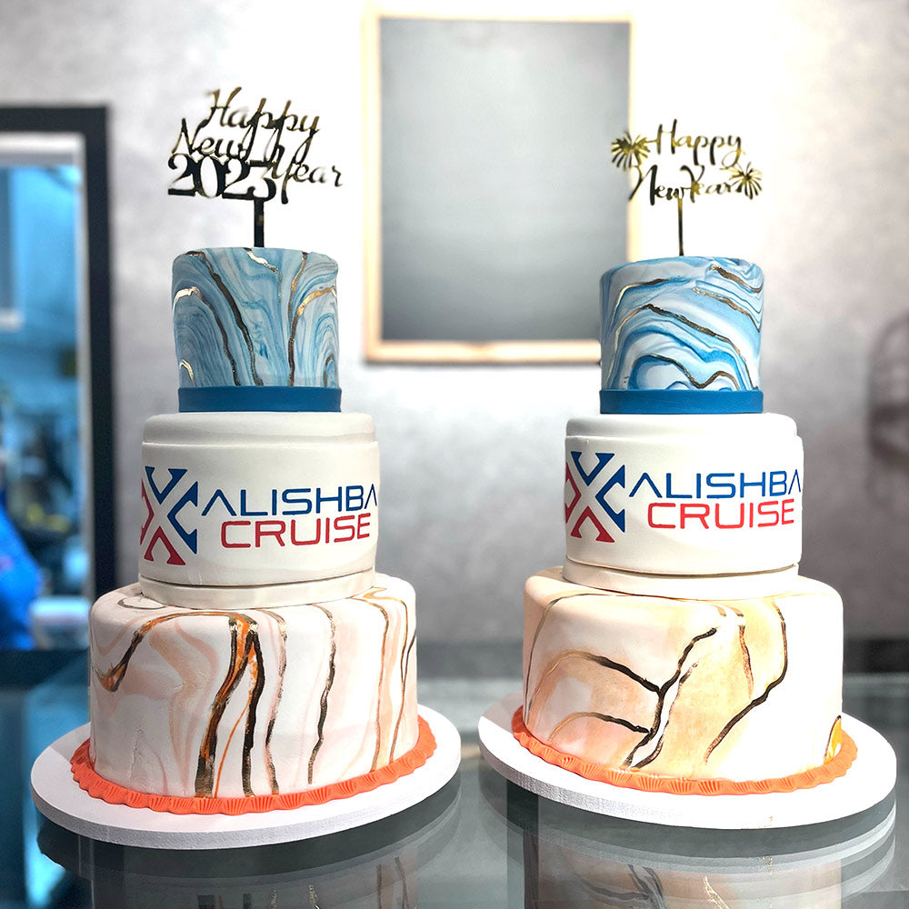 Blue Marble Tower Cake