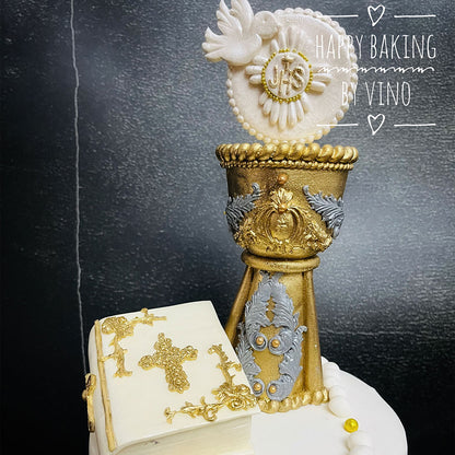 Blue & Gold Holy Communion Cake