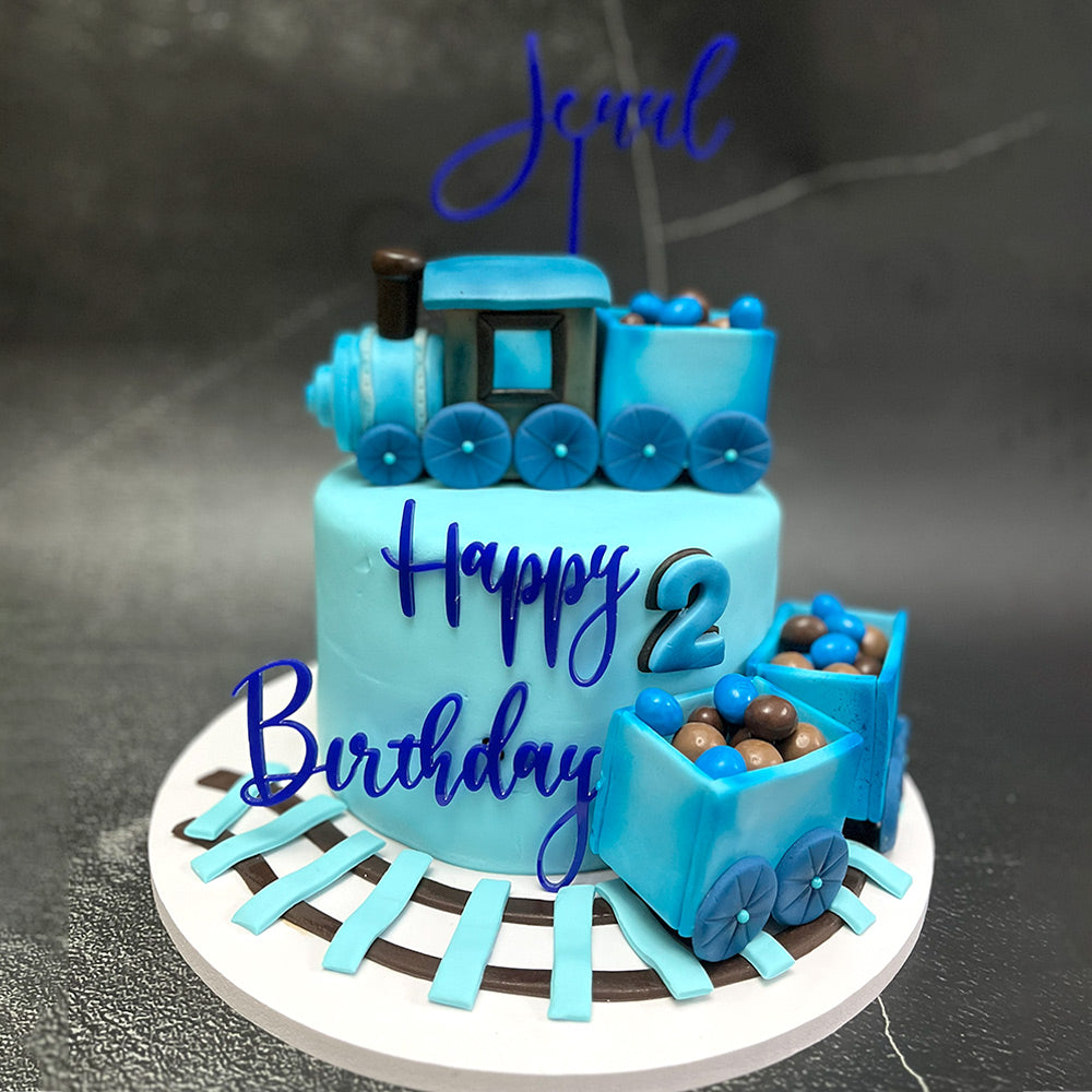 Blue Train Themed Cake