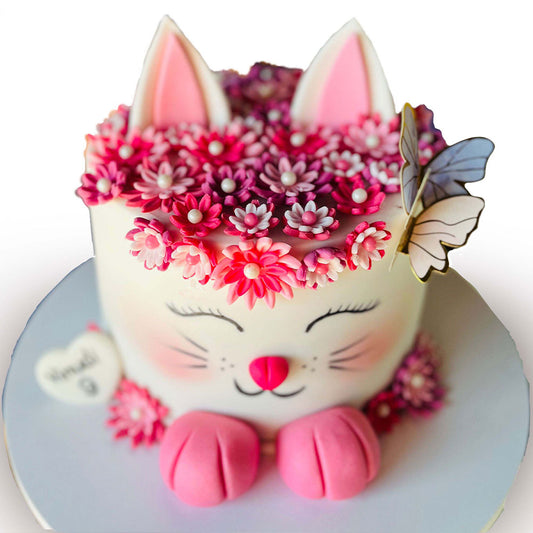 Cute Floral Kitty Cake