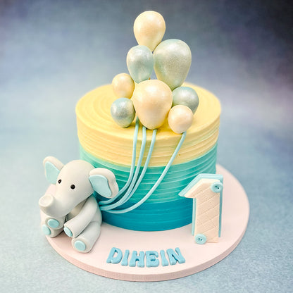 Cute Elephant with Balloons Cake