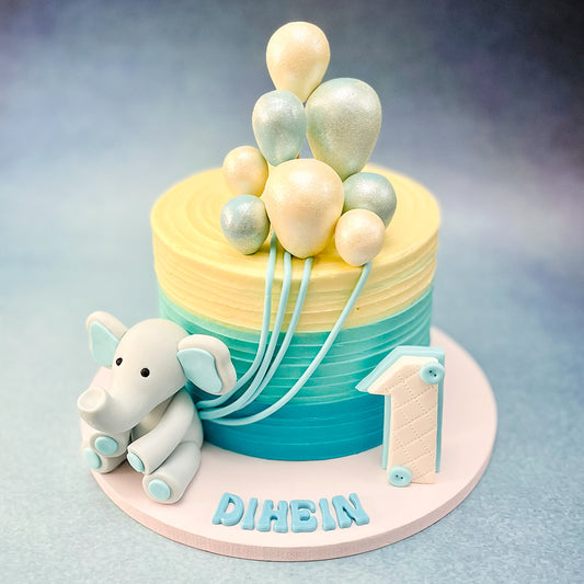 Cute Elephant with Balloons Cake