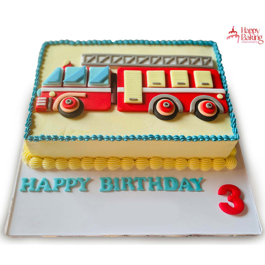 Fire Truck Themed Flat Cake