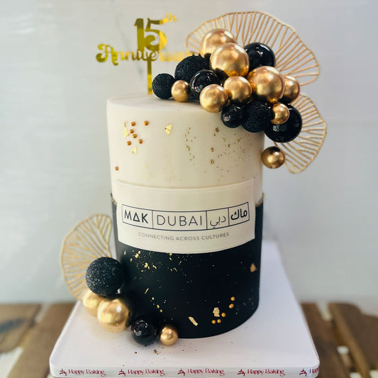 Gold & Black Theme - Anniversary Cake