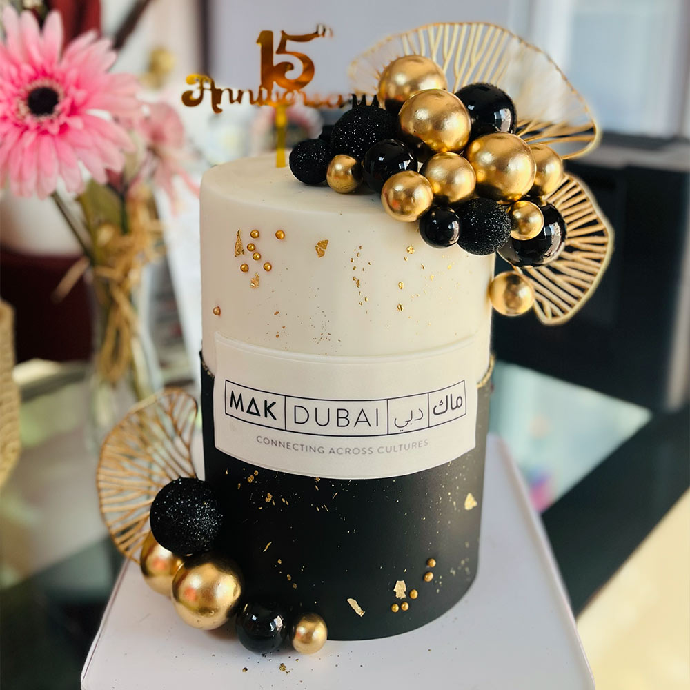 Gold & Black Theme - Anniversary Cake
