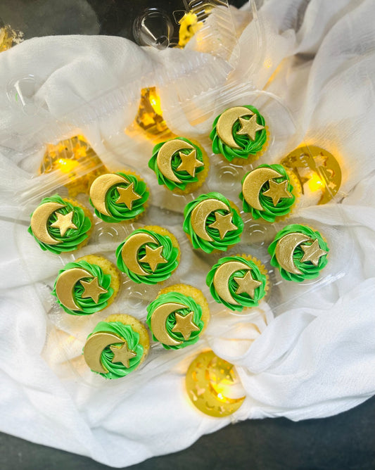 Crescent & Star Ramadan Mini Cupcakes (12 Pcs)