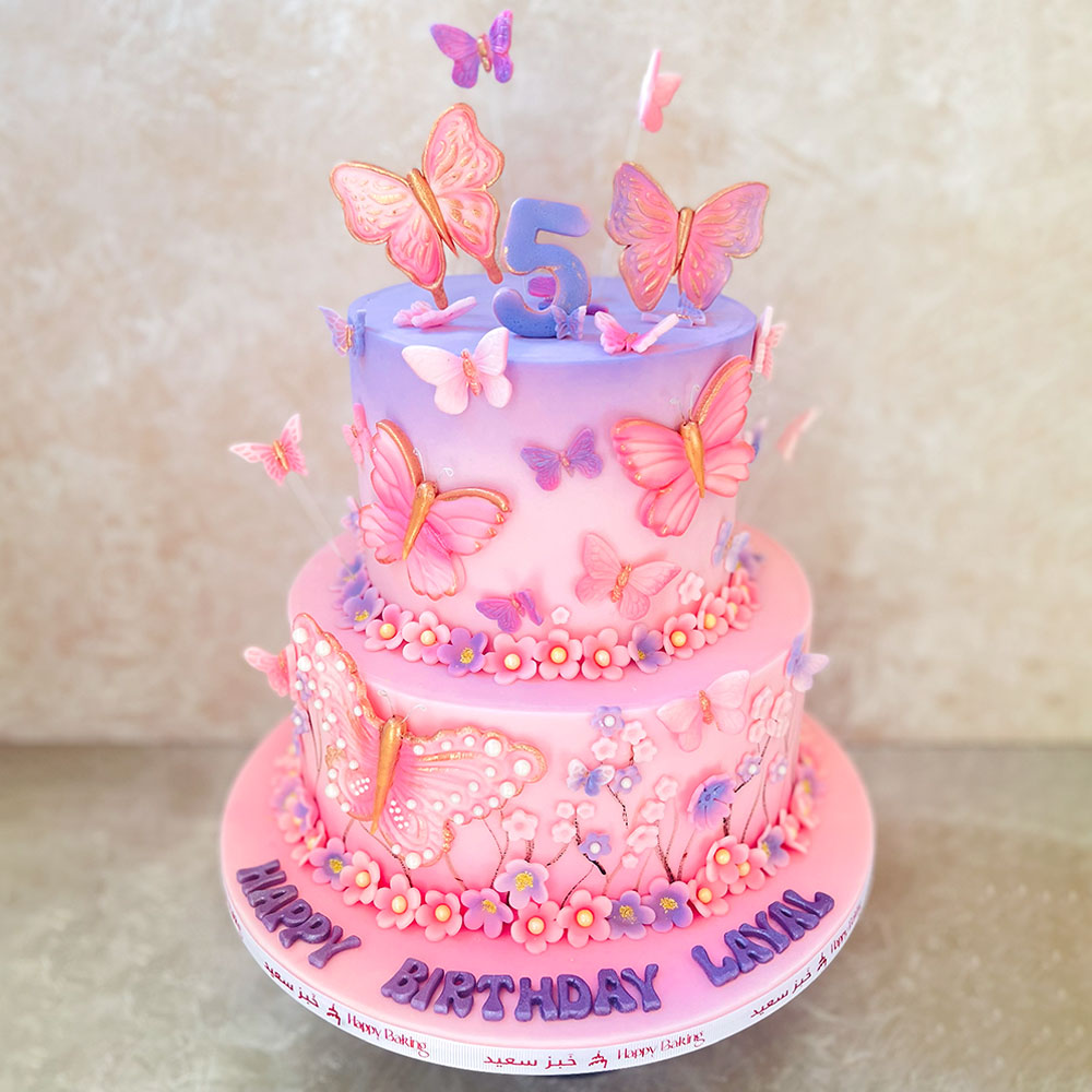 Pastel Butterfly Tiered Cake
