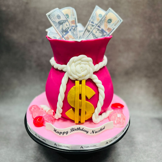 Pink Money $ Cake