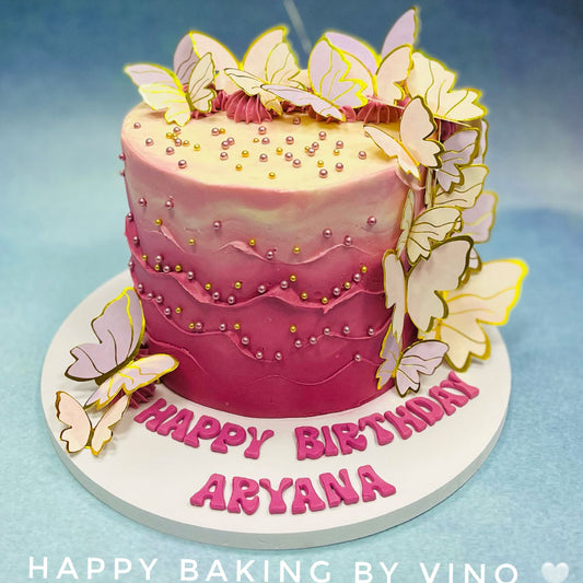 Pink Wave Butterfly Cake