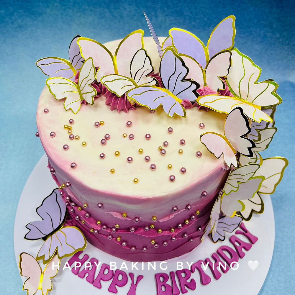 Pink Wave Butterfly Cake