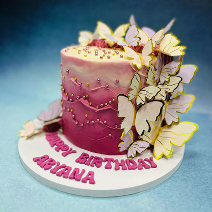 Pink Wave Butterfly Cake