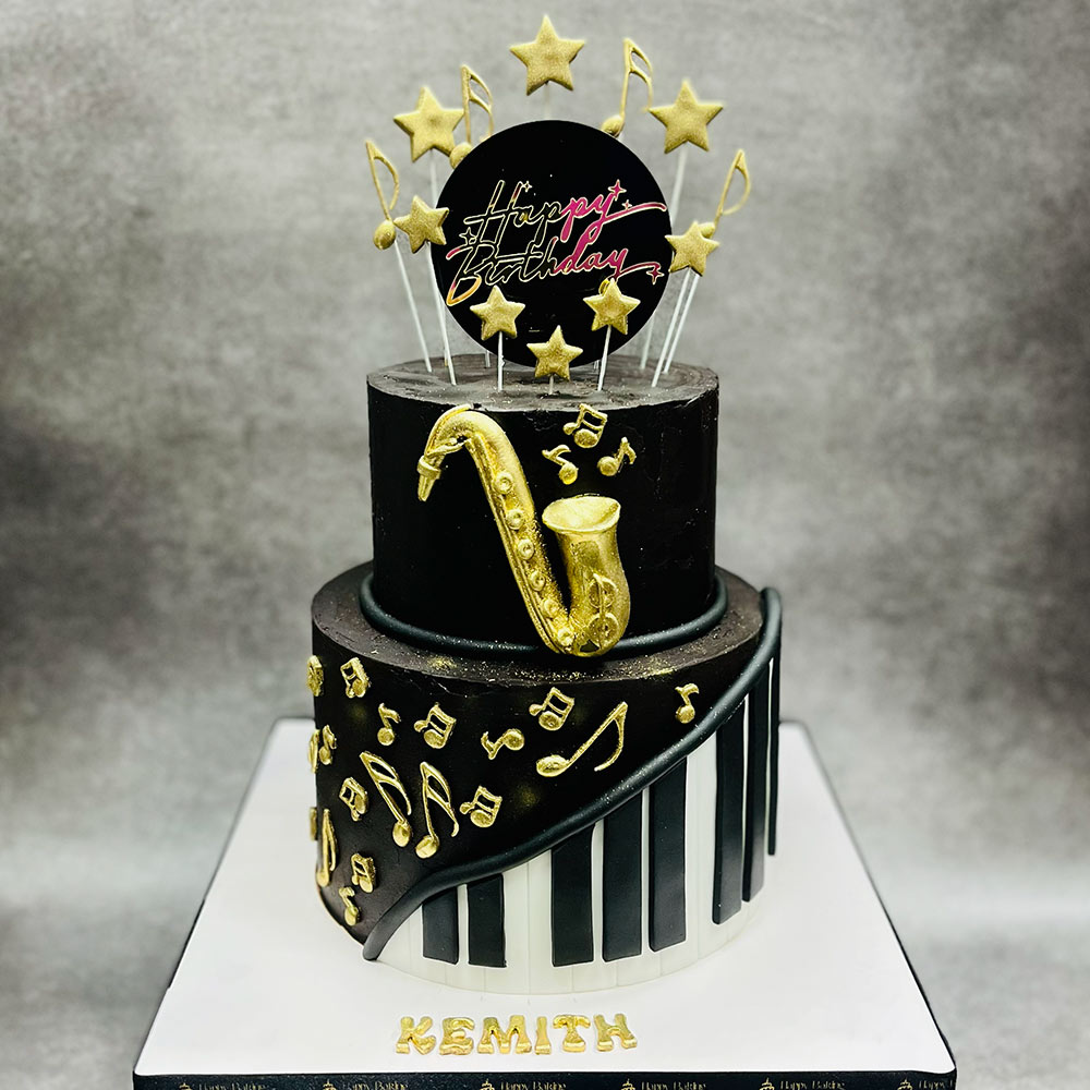 Saxophone Music Theme Cake