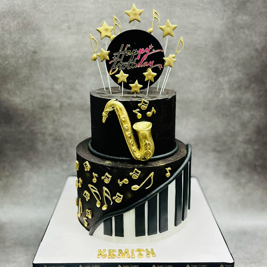 Saxophone Music Theme Cake