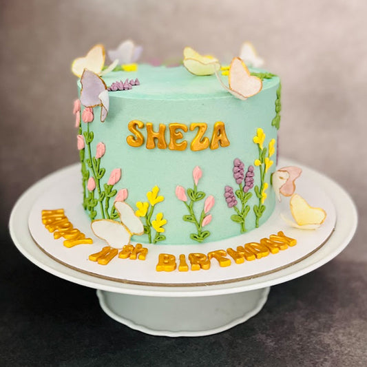 Simple Butterfly Garden Cake