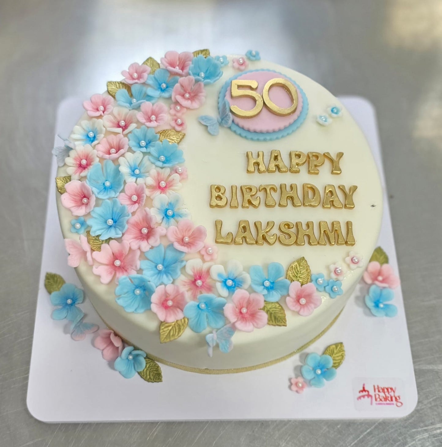 Golden Garden Birthday Cake