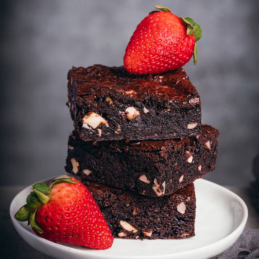 Brownies Topped with Strawberries