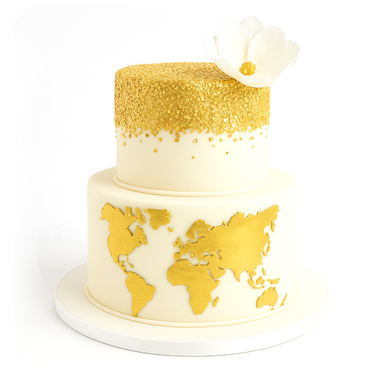 Elegant World Map Theme Cake