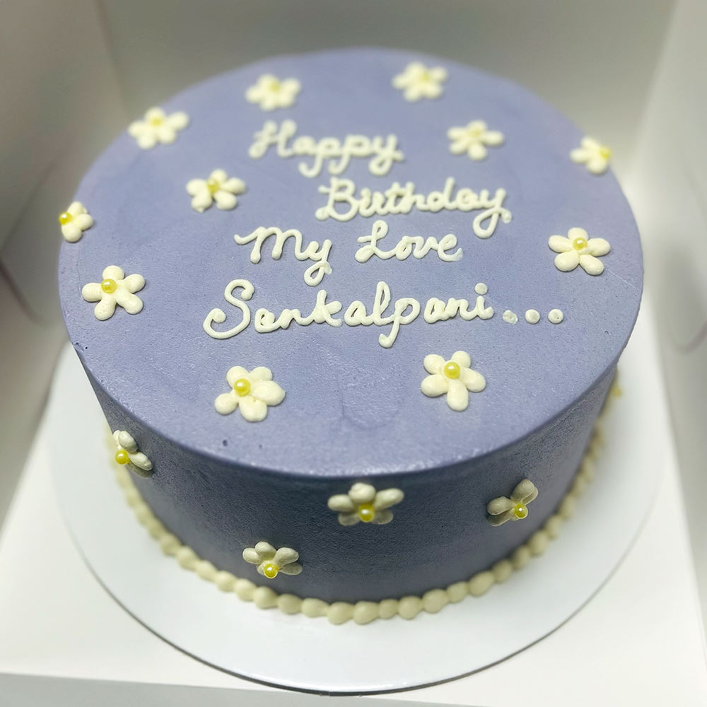Purple Blossoms Buttercream Cake