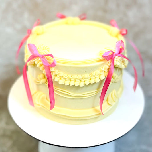 Vintage Pink Ribbon Elegance Cake